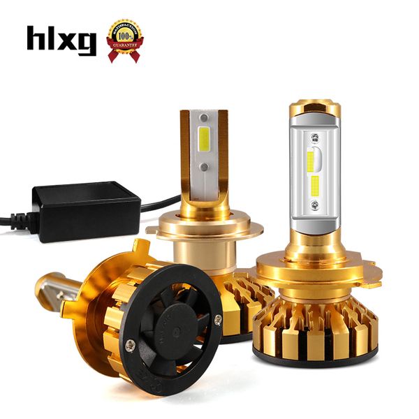 Hlxg 2 pièces Mini H7 led Canbus Kit décodeur Anti EMC pas de scintillement Auto voiture lumières 50W 10000LM 6000K 12V Led ampoule Automobiles lampe