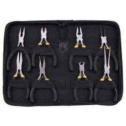 HLZS-8PCS Mini pinces Set, nez long avec dents, mâchoire plate, aiguille de courbe ronde à l'aiguille de nez diagonal fils bout à bout de coupe de coupe P Y200321