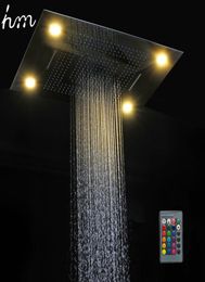 Hm multi função led luz cabeça de chuveiro 600800mm teto chuva chuveiro controle remoto led chuvas cachoeira massagem chuveiro heads4656924