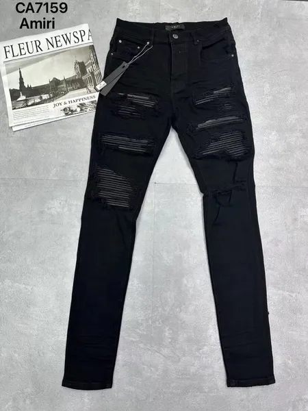 HM120055 VIOLET Jeans pour hommes de haute qualité Distressed Motorcycle biker jean Rock Skinny Slim Ripped trou rayure À la mode serpent broderie Denim pantalon