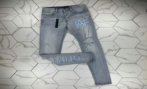 HM566 Jeans de alta calidad Jeans angustiado motociclista Jean Rock Skinny Slim Reped Stripe Fashionable Snake Bordery DE6141432