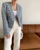 HMA Femmes Corée Chic Vestes Fashion Dames Houndstooth Femme Automne Plaid Coat Filles 210817