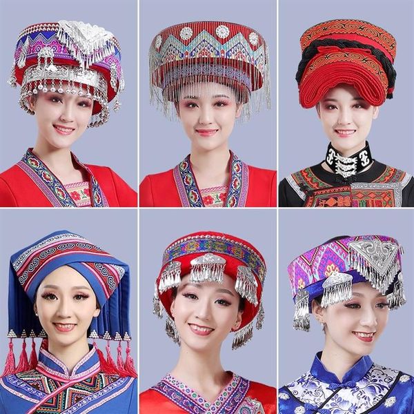 Hmong Miao Dance Gat For Women Fiesta tradicional de ropa con el festival de accesorios de borla Qerformance Headwear Vintage Headd292s