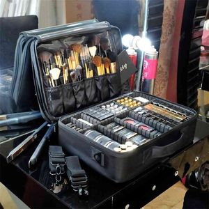 HMUNII Frauen Kosmetiktasche Reise Make-Up Organizer Professionelle Make-Up Box Kosmetik Beutel Taschen Schönheit Fall Für Make-Up Künstler 210821