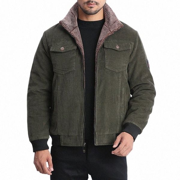 Hndtaz grueso cálido para hombre Parkas militares chaquetas de invierno ejército abrigos verdes prendas de vestir exteriores cuello de piel chaqueta de bombardero cazadora de los hombres 5XL H8po #