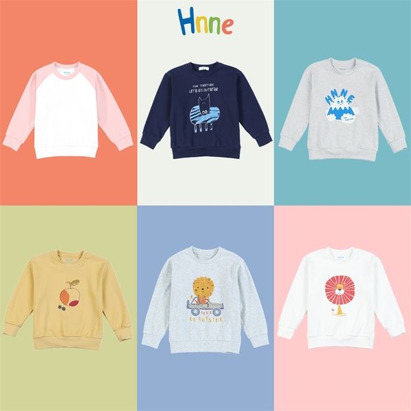 Hnne Automne Contraste Couleur Enfants Hoodies Bande Dessinée Imprimer Mignon Enfants Sweat Mince Garçons Grils Qualité Joggers Tops 211029