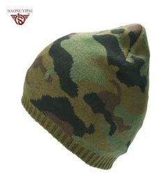 HNYP Winter Skullies Beanies Warm camouflage gebreide hoeden voor unisex Fashion Double Layer plus flanel caps Outdoor Ski Beanies7474123