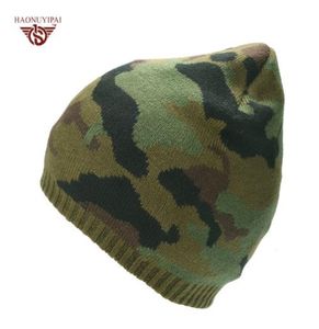 HNYP hiver Skullies bonnets chaud Camouflage tricoté chapeaux pour unisexe mode Double couche Plus flanelle casquettes en plein air Ski Beanies6977741