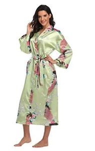 Ho5i sexy pyjama's hete uitverkoop zwarte zomer satijn kimono bathrobe dames bruid bruidsmeisje bruiloft gewaad jurk sexy bloem long slaapkleding m-3xl 2404101