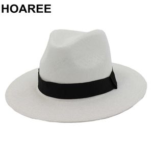 Hoaree zomer zon hoeden voor vrouwen man klassieke panama hoed strand strohoed voor mannen UV-bescherming cap wit sunhat chapeau sombrero q0805