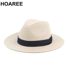 HOAREE Vintage Panama Chapeau hommes paille Fedora mâle Chapeau de soleil femmes été plage Style britannique Chapeau Jazz Trilby casquette Sombrero 240309