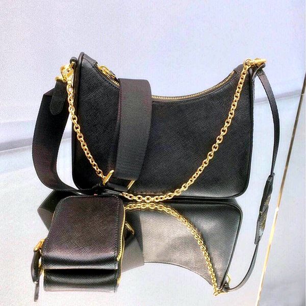 Hobo chaîne sac à main sacs à bandoulière sac de messager en cuir véritable sac à bandoulière portefeuille femmes mode sacs dame chaînes hobos sac à main sacs à main avec un étui à clés