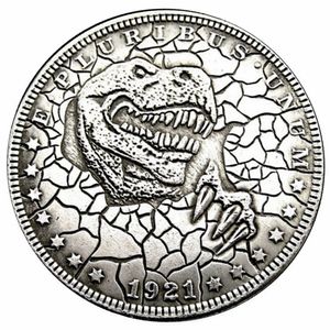 Hobo Coins USA Morgan Dollar dinosaure sculpté à la main pièces de monnaie artisanat en métal cadeaux spéciaux #0028