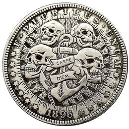 Hobo Coins USA Morgan Dollar Skull Zombie Skeletons Copia tallada a mano Monedas Artesanía de metal Regalos especiales # 0024