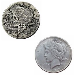 Hobo Coins USA Peace Dollar Hand gesneden Skull Zombie Skelet Copy Coins Metal Crafts Special Gifts #0042