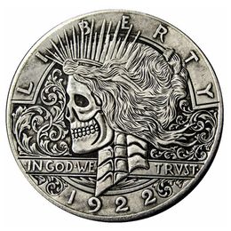 Hobo Coins USA Peace Dollar Hand gesneden Skull Zombie Skelet Copy Coins Metal Crafts Speciale geschenken #0041