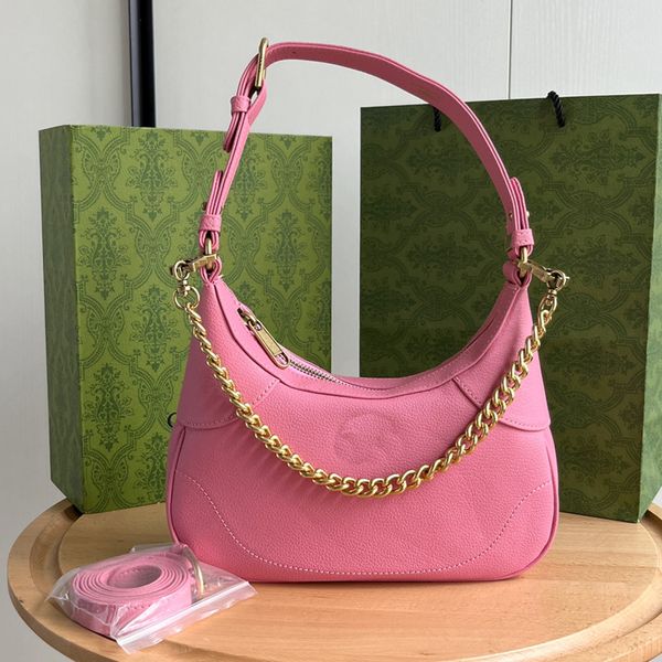 Hobo Crescent Bag Mujer Diseñador Bolso Monedero Cadenas Hombro Crossbody Bolsos Plain Hobos Correa de hombro ajustable Cierre de cremallera Bolsa Multi Clip