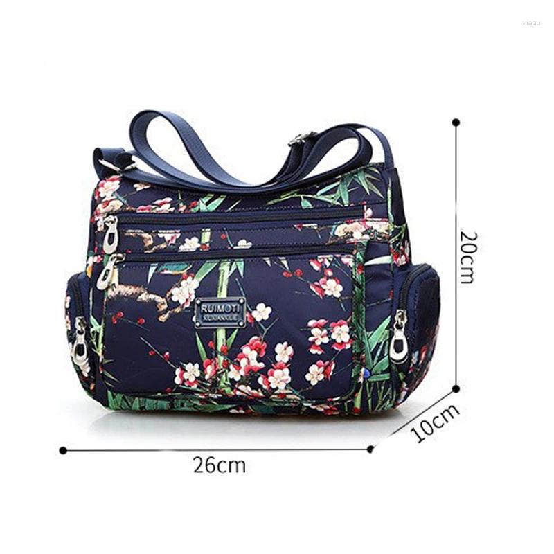 호보 패션 꽃 인쇄 숄더백 여성용 화려한 크로스 바디 친구 선물을위한 멀티 레이어 미라 가방