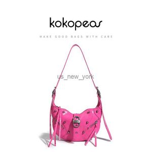 Hobo Kokopeas Pink Punk Underarm Sac à bandoulière pour femmes Designer en cuir de luxe Sling Fanny Daypack Fashion Crossbody Hobo Purse HKD230817