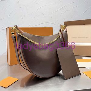 Hobo Loop Bag Femmes Designer Sac À Main Boucle Bourse Croissant Chaîne Sacs À Bandoulière Demi-lune Sous Les Bras Sacs À Main Grande Capacité Fourre-Tout Fermeture Éclair Amovible Marron Épaule 35 cm