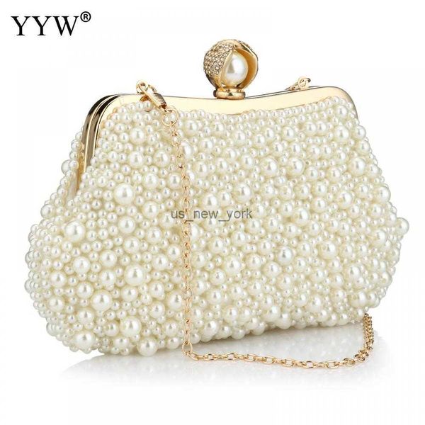 Hobo Luxury Evening Sacs White Pearl Perle Purse Purse Party Bridal Weddal Wedding Hands Sac de créateur Sac Femmes Banquet Claket HKD230817