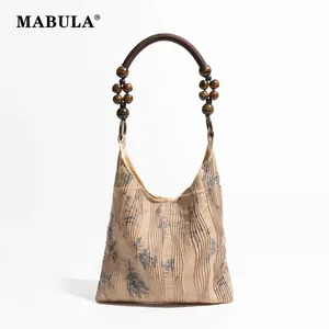 Hobo mabula elegante bamboe print vrouw Chinese stijl tas chic kralengreep handtas vintage nylon tote geplooide portemonnee