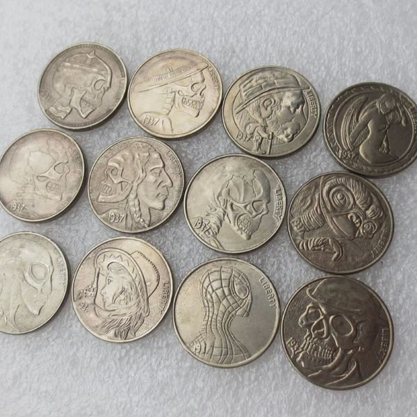 Hobo níquel fechas mixtas 13 piezas 1937-D búfalo de 3 patas níquel raro Superman copia divertida Coin301G