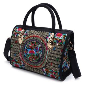 Hobo Femmes Floral Broidered Handbag Bohnic Boho Canvas Shopping Tote Bag HKD230817