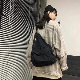 Hobo Women Shoulder Bags Vintage Canvas Cross-body Bag Students Zipper School-bag Washed Retro Large Capacity Satchel Harajuku