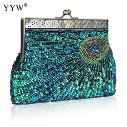 Hobo Yyw Embrayage Embrayage Pourse Femmes Sacs Tiny Glass Perles Vintage Paillettes Coltches Fashion Fashion Mild Mouring Handsbag Luxury Bag HKD230817