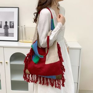 Hobos Hobos Hippie Gypsy Crochet Eyelet Hollow Out Fringe Soft Soft Souchy Hobo Sac vintage Patchwork Boho Chic Bali Ibiza Aesthetic Pouch Sac