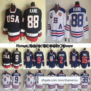 Hockey 1980 USA Teams Vintage versie jersey KANE 9 PARISE 16 HULL 81 KESSEL 9 MODANO 30 THOMAS 39 MILLER CCM Hockeytruien