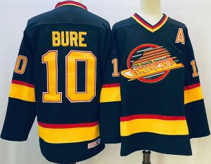 Hockey Bure Jersey 10 Vancouver Ice Hockey Jersey 16 Linden Jersey Retro Sport Sweater Letters Cousue Numbers Black Sxxxl