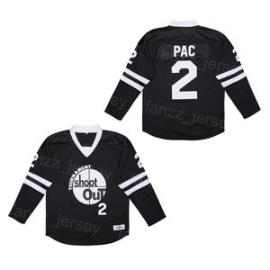 Hockey College SHOOT OUT Jersey 2 PAC Moive Team Vert Noir Pull Broderie Respirant Université Vintage Pour Les Amateurs De Sport Rétro Respirant Pur Coton