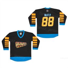 Hockey Gigawatts Movie Jerseys 88 Marty McFly Retour vers le futur Respirant College Team Couleur Noir Coutures vintage pour les fans de sport Pull Université Rétro