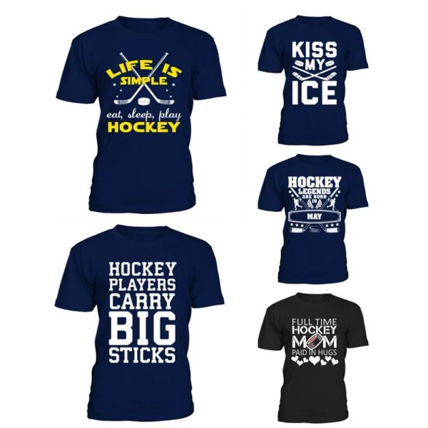 Hockey Han Duck Mens 100% coton oneck manches courtes t-shirts de haute qualité des fans de hockey vintage imprimant les jeunes / junior à senior