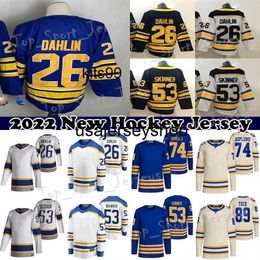 maillot de hockey 26 Rasmus Dahlin 53 Jeff Skinner 89 Alex Tuch 74 Rasmus Asplund 11 Gilbert Perreault Chandails Hommes Jeunes Femmes