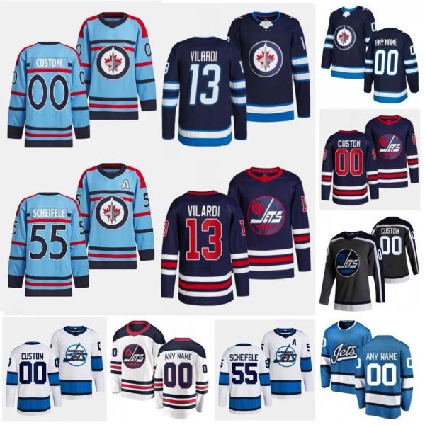 Maillot de hockey 37 Connor Hellebuyck 55 Mark Scheifele 80 Pierre-Luc Dubois 26 Blake Wheeler 22 Mason Appleton 36 Morgan Barron 81Connor 2023 Centenaire Bleu clair