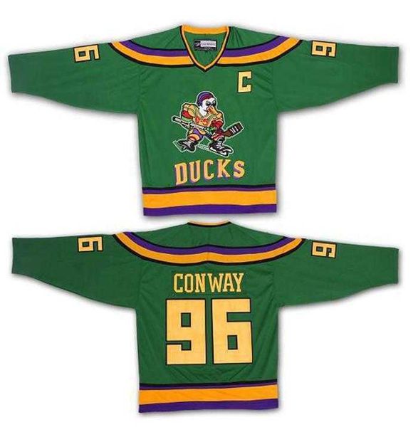 Hockey Jersey film hockey costume jeu Vintage Jersey caneton 96 99 66 44 33 21 canard dessin animé à manches longues coton T-shirt Hockey Wears