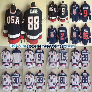 Hockey Jersey USA Teams Vintage versie jersey 9 PARISE 16 HULL 81 KESSEL 9 MODANO 2 LEETCH 30 THOMAS 39 MILLER uitstekende CCM-truien