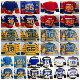 Hockeytruien 55 Colton Parayko 10 Brayden Schenn 50 Binnington 47 Torey Krug 25 Kyrou 18 Robert Thomas 90 Ryan O''Reilly Winter Reverse Retro Stitched Jerseys Heren