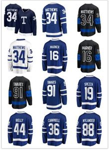 Hockeytruien Auston Matthews 34 Marner 16 John Tavares 91 Nylander 88 Rielly 44 Campbell 36 Spezza 19 Blue Third Black 2024 St. Patricks Alternate Jersey Stitched