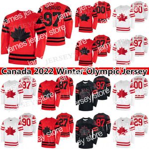 Chandails de hockey Chandail olympique d'hiver de l'équipe du Canada 2022 97 Connor McDavid 87 Sidney Crosby 16 Mitch Marner 21 Brayden Point 29 Nathan MacKinnon 37 Patrice