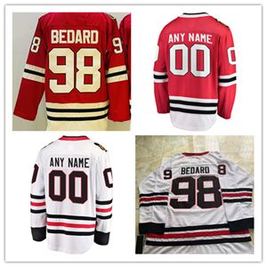 Jerseys de hockey Conner Bedard 98 Couleur blanche rouge