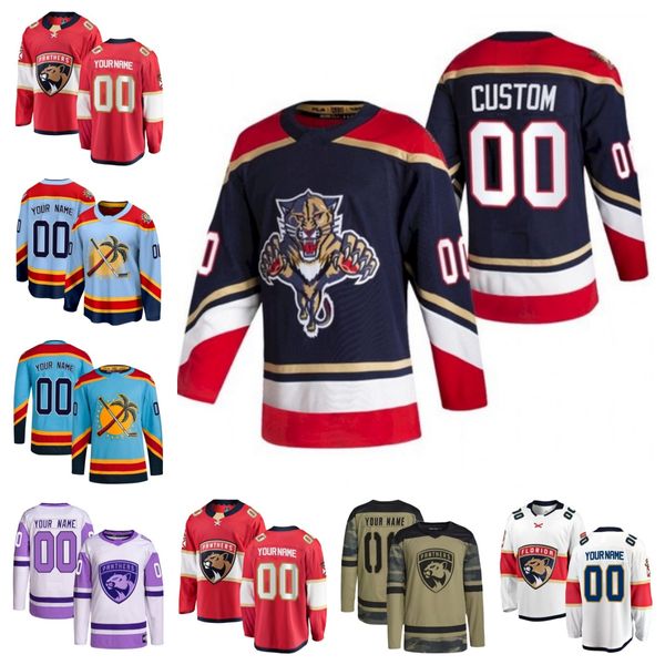 Maillots de hockey Florida''Panthers''Hommes Femmes Jeunes Matthew Tkachuk Aleksander Barkov Sergei Bobrovsky Sam Reinhart Ryan Lomberg Carter Verhaeghe Vladimir Tarasenko