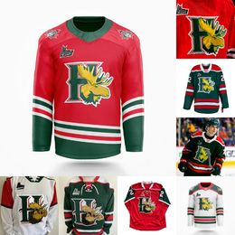 QMJHL Halifax Mooseheads Jerseys Custom Elke naam Nummer Wit Rood Groen