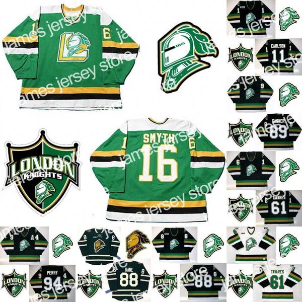 Maillots de hockey London Knights 8 Jason Glover 11 John Carlson 94 Corey Perry 89 Sam Gagner 41 Jason Allison 16 Brad Smyth 20 Louie DeBrusk Maillot de hockey