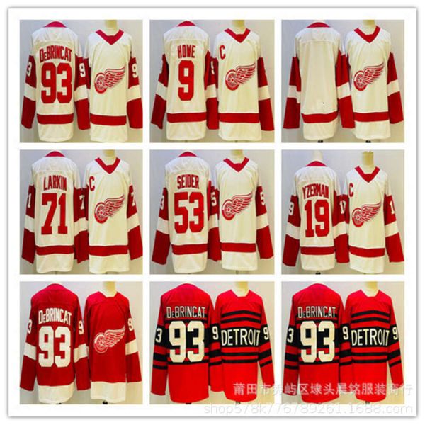 Jerseys de hockey à manches longues brodées de hockey sur glace à glace Red Wings 93 # 99 # 71 # Nom et numéro personnalisable du joueur personnalisable