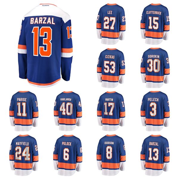 Maillots de hockey MATHEW BARZAL ILYA SOROKIN ANDERS LEE BROCK NELSON BO HORVAT MATT MARTIN Maillot de joueur de New York Broderie à domicile et à l'extérieur