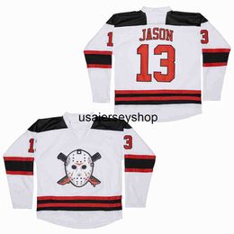 Hockey Jerseys Heren Movie J.Cole 14 Forest Hills Dr. Embroidery JASON VORHEES 13 FRIDAY THE 13TH BLACK JERSEY Zwart Wit